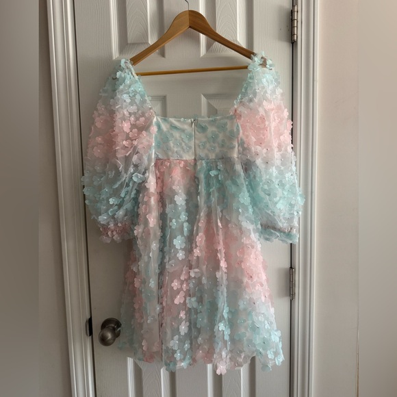 Storia Pink and Blue Floral dress - Picture 5 of 12